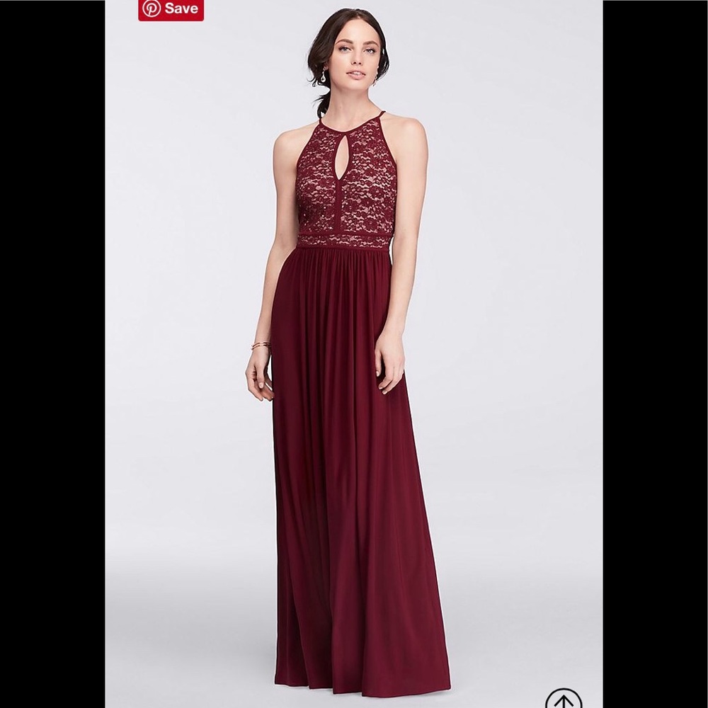 Lace Keyhole Tie Back Halter Dress